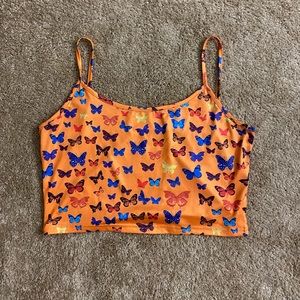 Orange Butterfly Crop Tank
